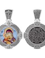 Образок из белого золота c эмалью и иконописью