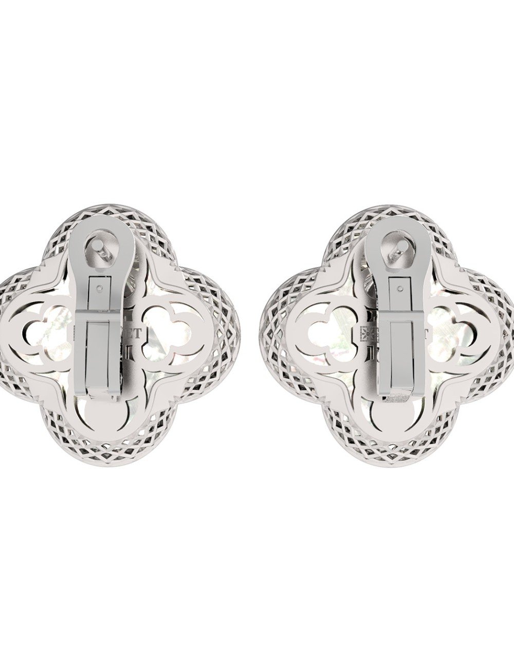 Серьги из белого золота c эмалью и перламутром