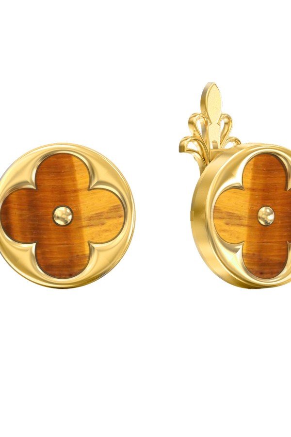 Серьги из лимонного золота c тигровым глазом