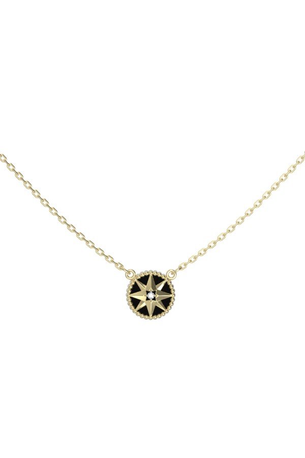 Колье из лимонного золота c бриллиантами и ониксом