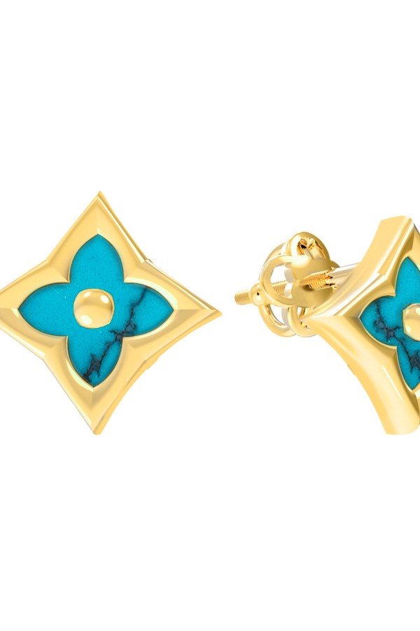 Серьги из лимонного золота c бирюзой