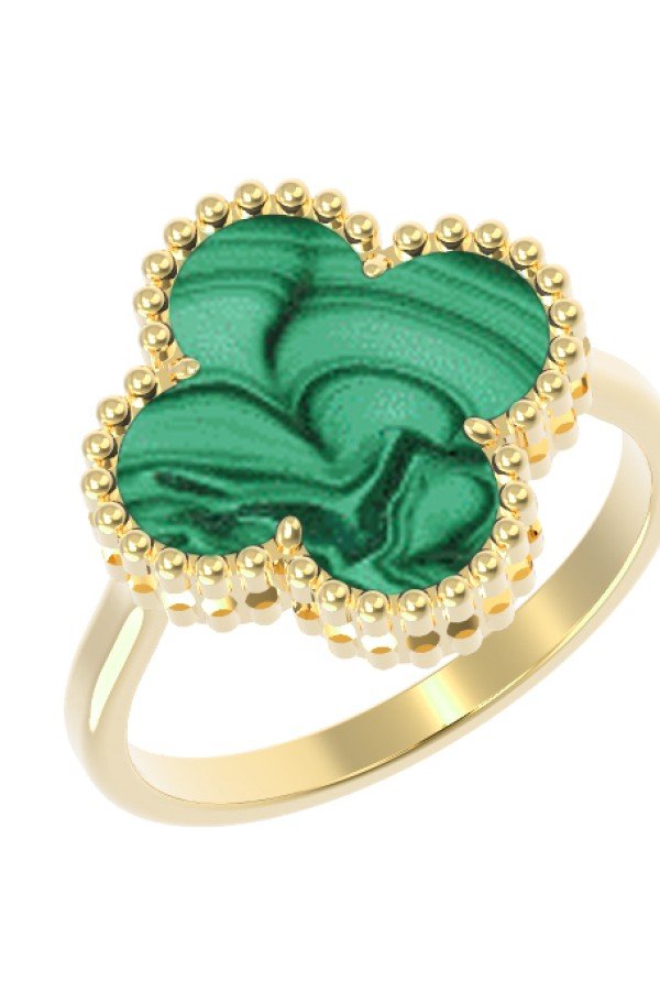 Кольцо из лимонного золота c малахитом