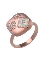 Кольцо из розового золота c бриллиантами и перламутром