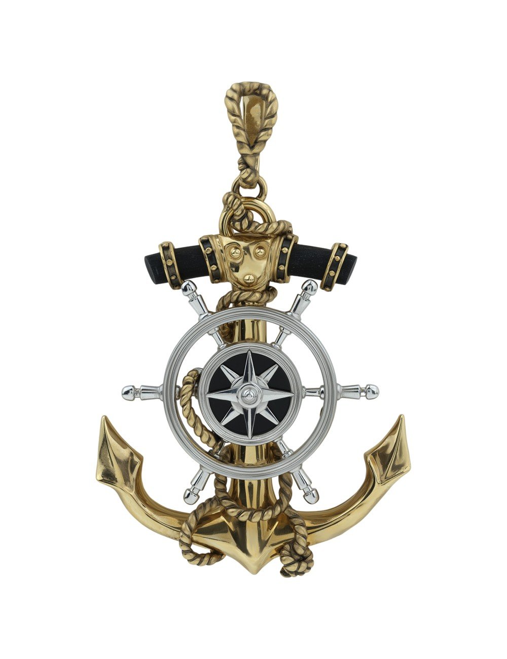 Подвеска из лимонного золота c ониксом и эбеновым деревом