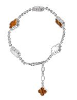 Браслет из белого золота c тигровым глазом и перламутром