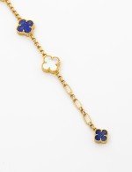 Браслет из лимонного золота c лазуритом и перламутром