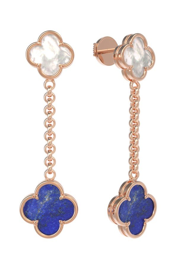 Серьги из золота c лазуритом и перламутром