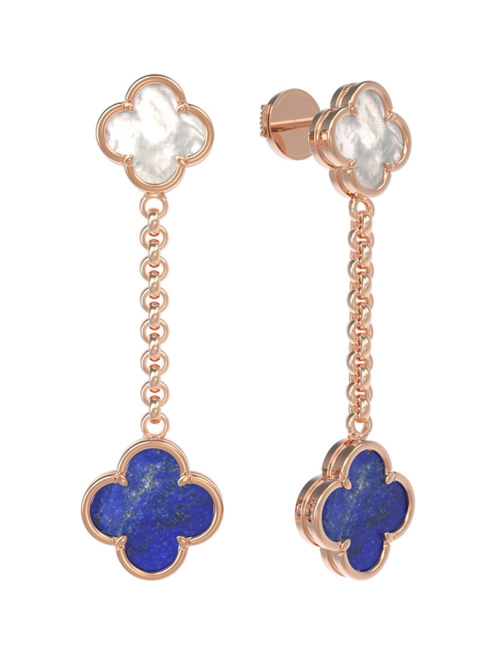 Серьги из золота c лазуритом и перламутром