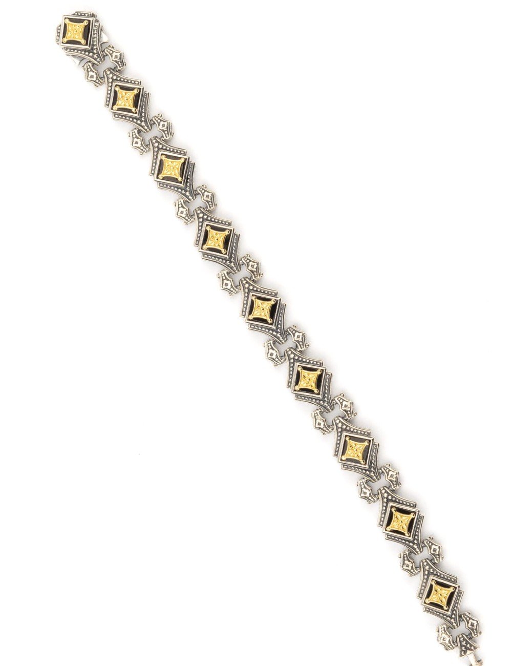 Браслет из серебра и золота c ониксом и рубином