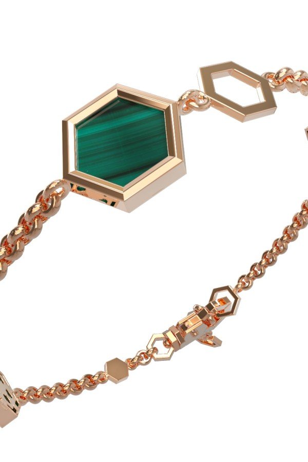 Браслет из золота c бриллиантами, малахитом и перламутром