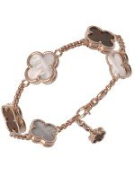 Браслет из золота c тигровым глазом и перламутром