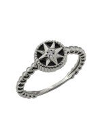 Кольцо из белого золота c бриллиантами и ониксом