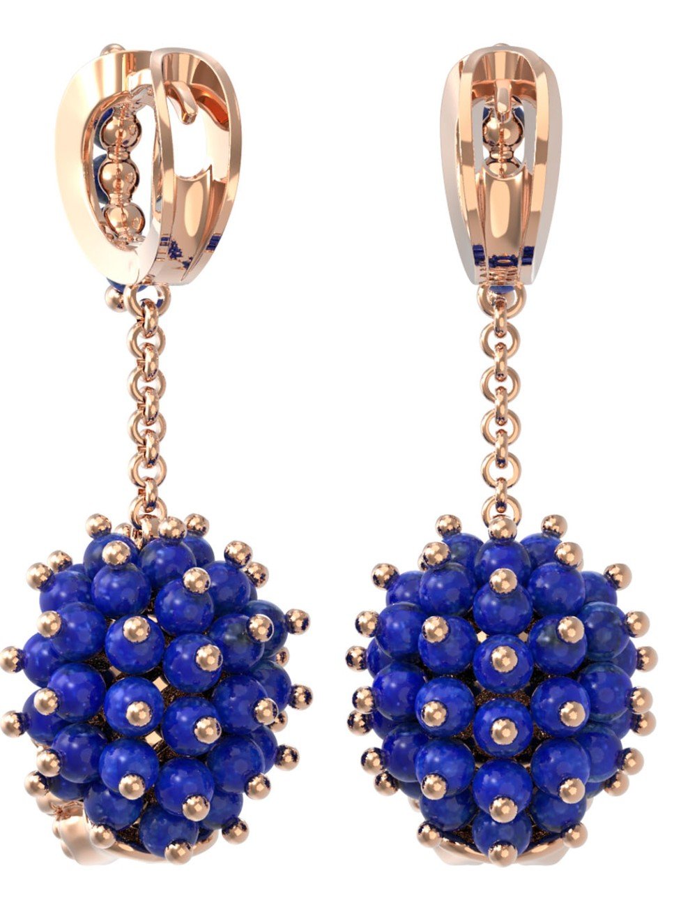 Серьги из золота c эмалью и лазуритом