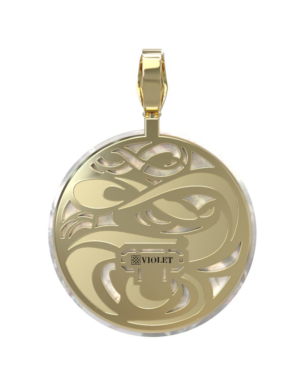 Подвеска из лимонного золота c эмалью и перламутром