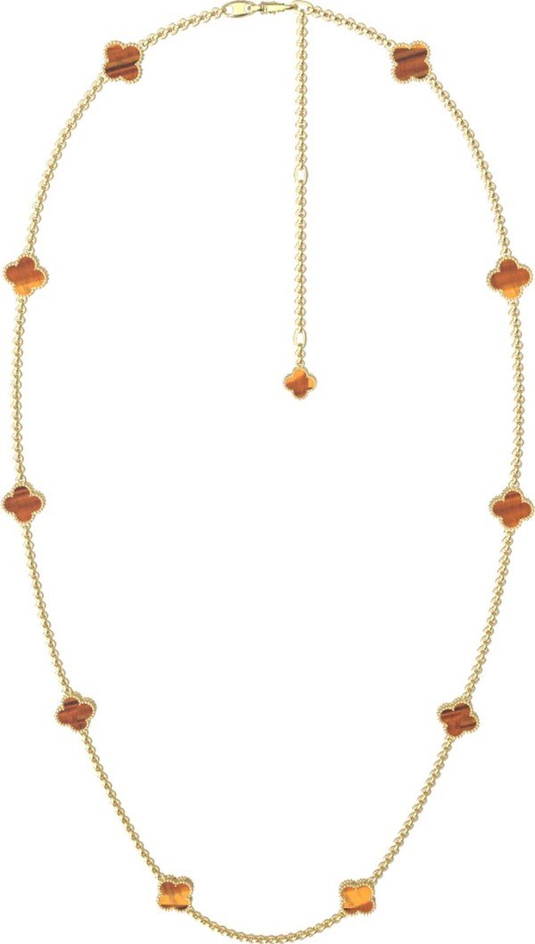 Колье из лимонного золота c тигровым глазом