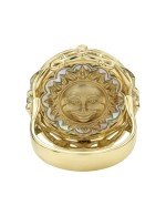 Кольцо из лимонного золота c ониксом и перламутром