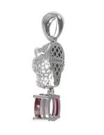 Подвеска из белого золота c бриллиантами, рубином и изумрудом
