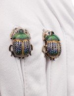 Серьги из лимонного золота c эмалью, фианитом и турмалином