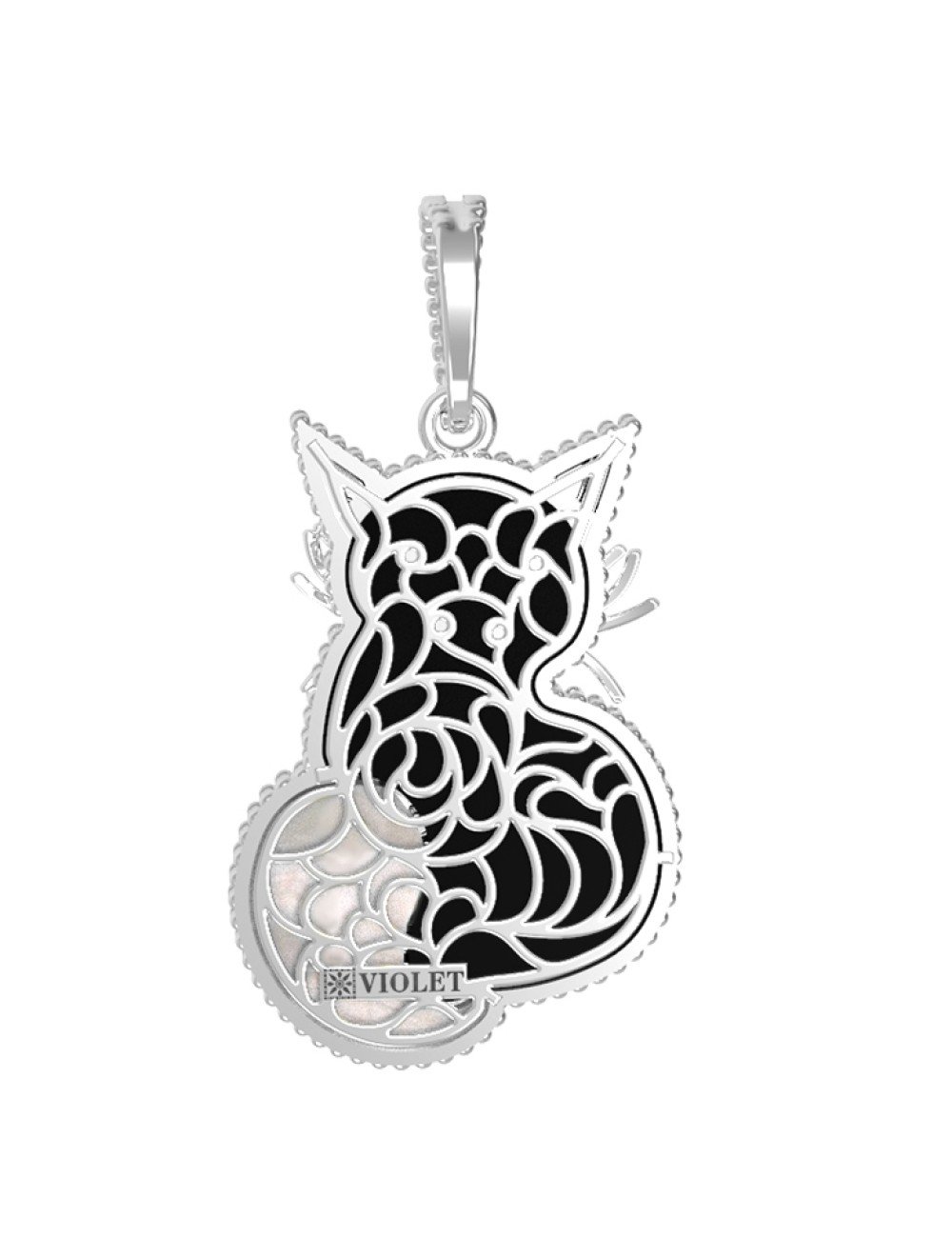 Подвеска из белого золота c эмалью, ониксом и перламутром