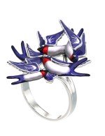 Кольцо из белого золота c эмалью