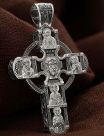 Крест из белого золота c эбеновым деревом