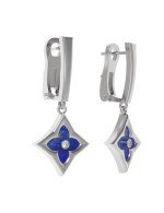 Серьги из белого золота c бриллиантами и лазуритом