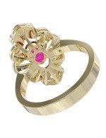 Кольцо из лимонного золота c бриллиантами и рубином