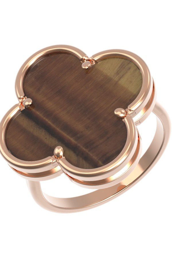 Кольцо из золота c тигровым глазом