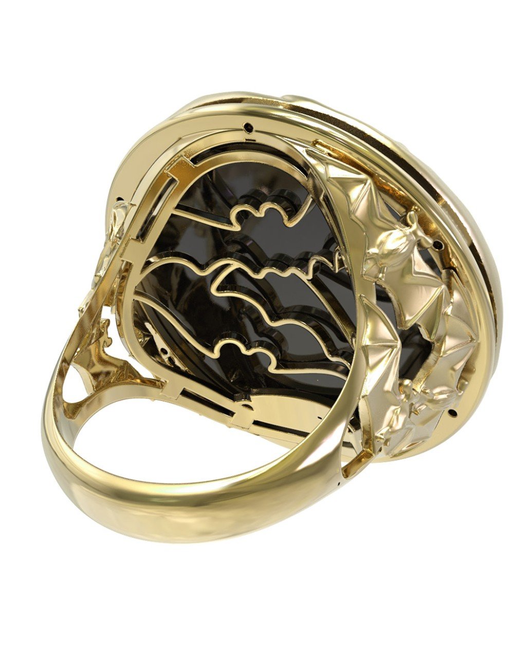 Кольцо из лимонного золота c эмалью и ониксом