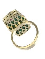 Кольцо из лимонного золота c бриллиантами, рубином и малахитом