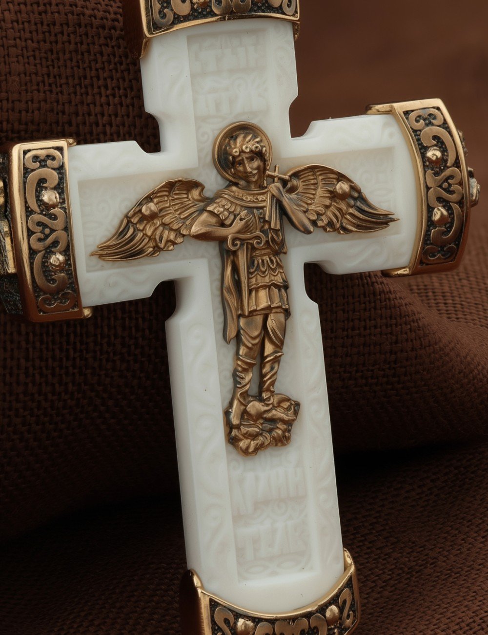 Крест из золота c бивнем мамонта