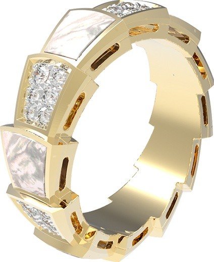 Кольцо из лимонного золота c бриллиантами и перламутром