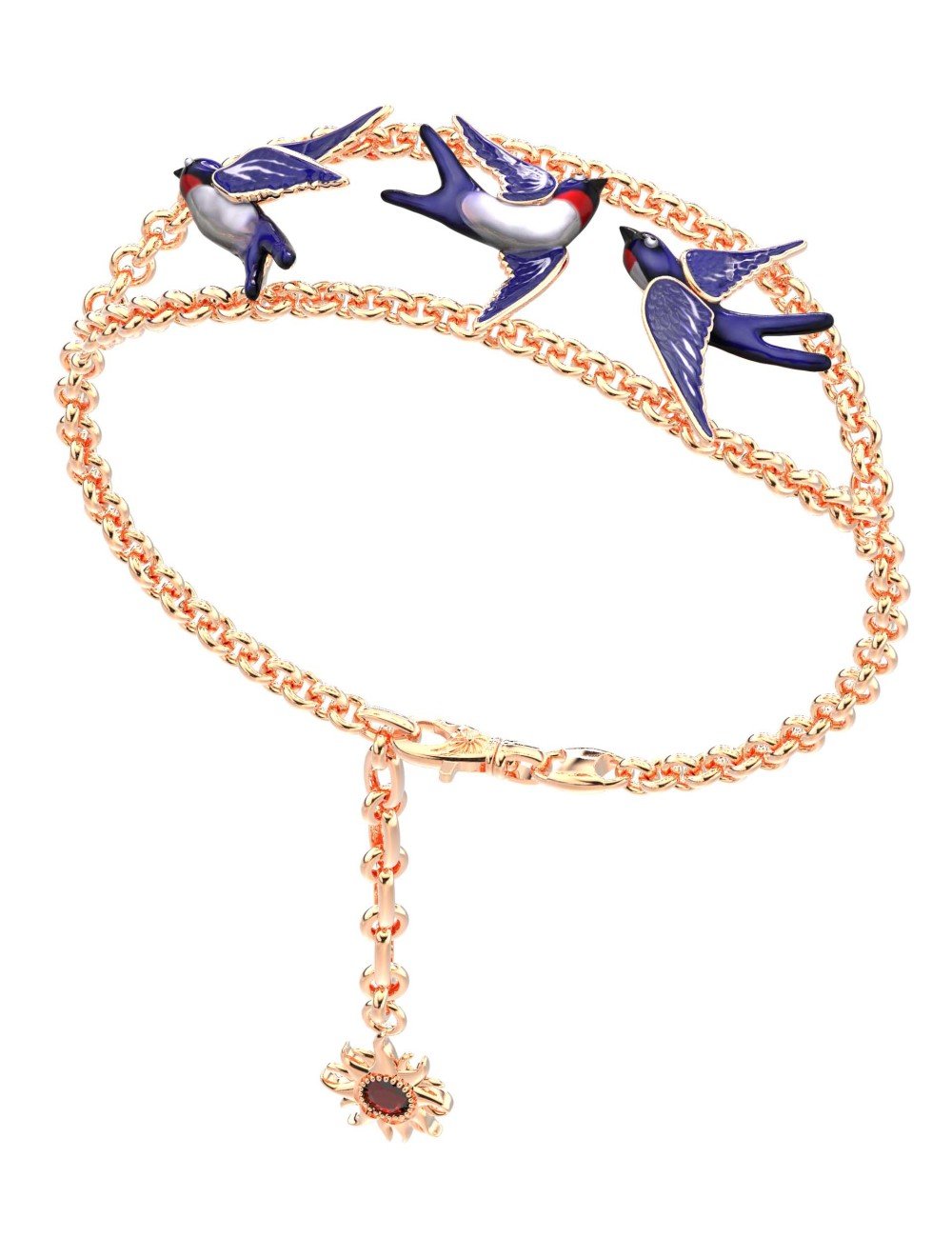 Браслет из золота c эмалью и рубином