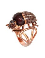 Кольцо из золота c эмалью, фианитом и гранатом