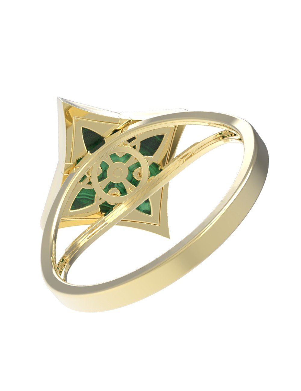 Кольцо из лимонного золота c малахитом