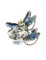 Кольцо из белого золота c сапфиром и эмалью