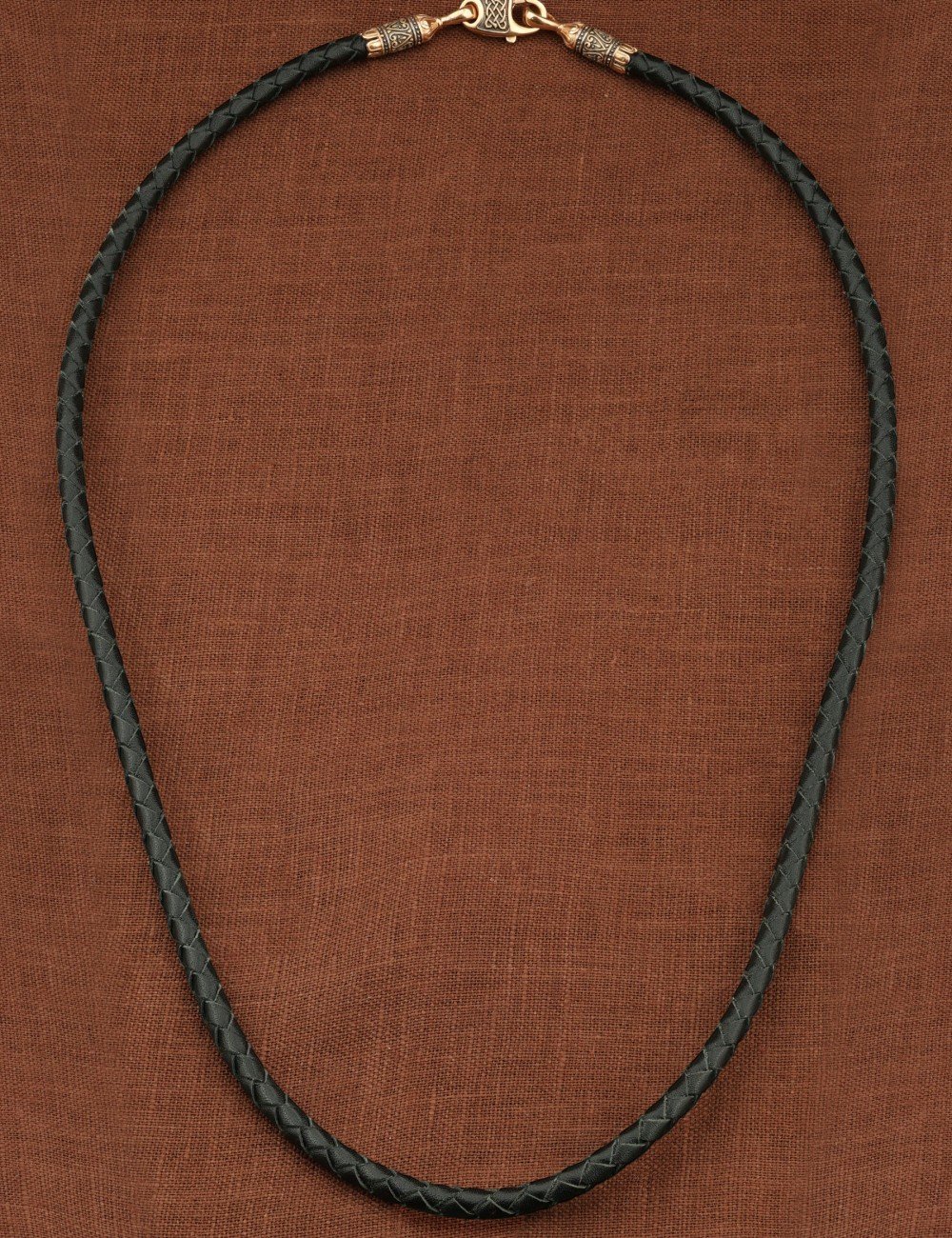 Гайтан из золота c кожаным шнурком