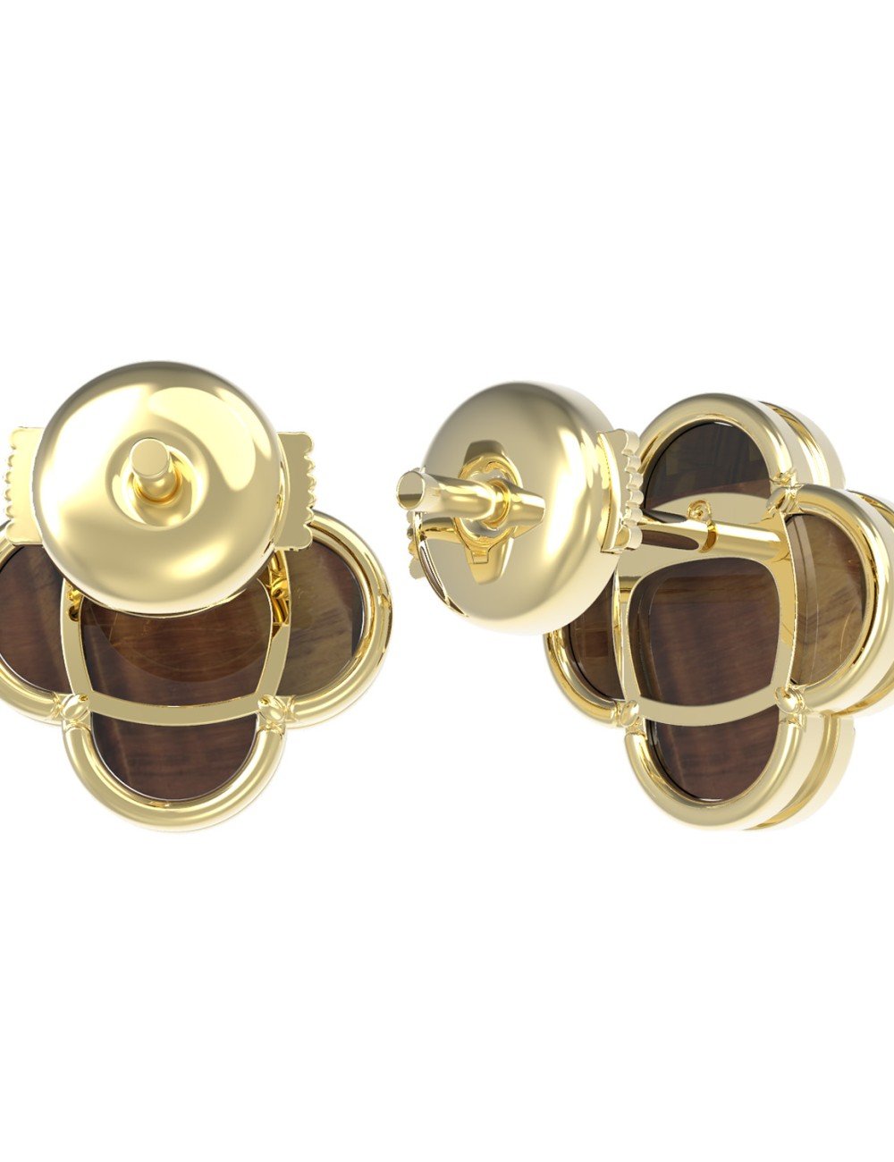 Серьги из лимонного золота c тигровым глазом