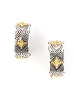 Серьги из серебра и золота c рубином