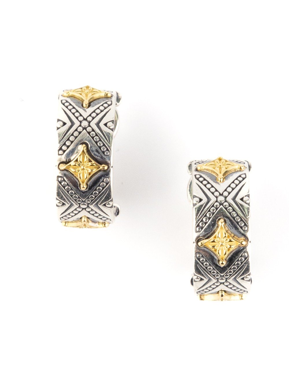 Серьги из серебра и золота c рубином