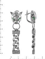 Серьги из белого золота c бриллиантами и изумрудом