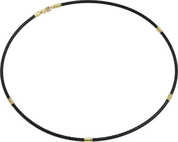 Гайтан из лимонного золота c кожаным шнурком