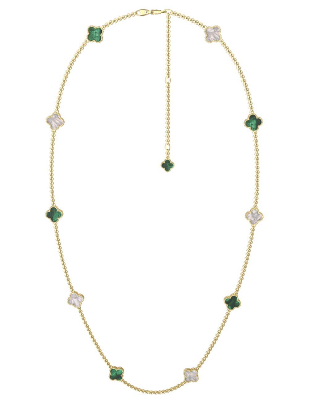 Колье из лимонного золота c малахитом и перламутром