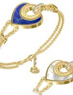 Браслет из лимонного золота c фианитом, лазуритом и перламутром