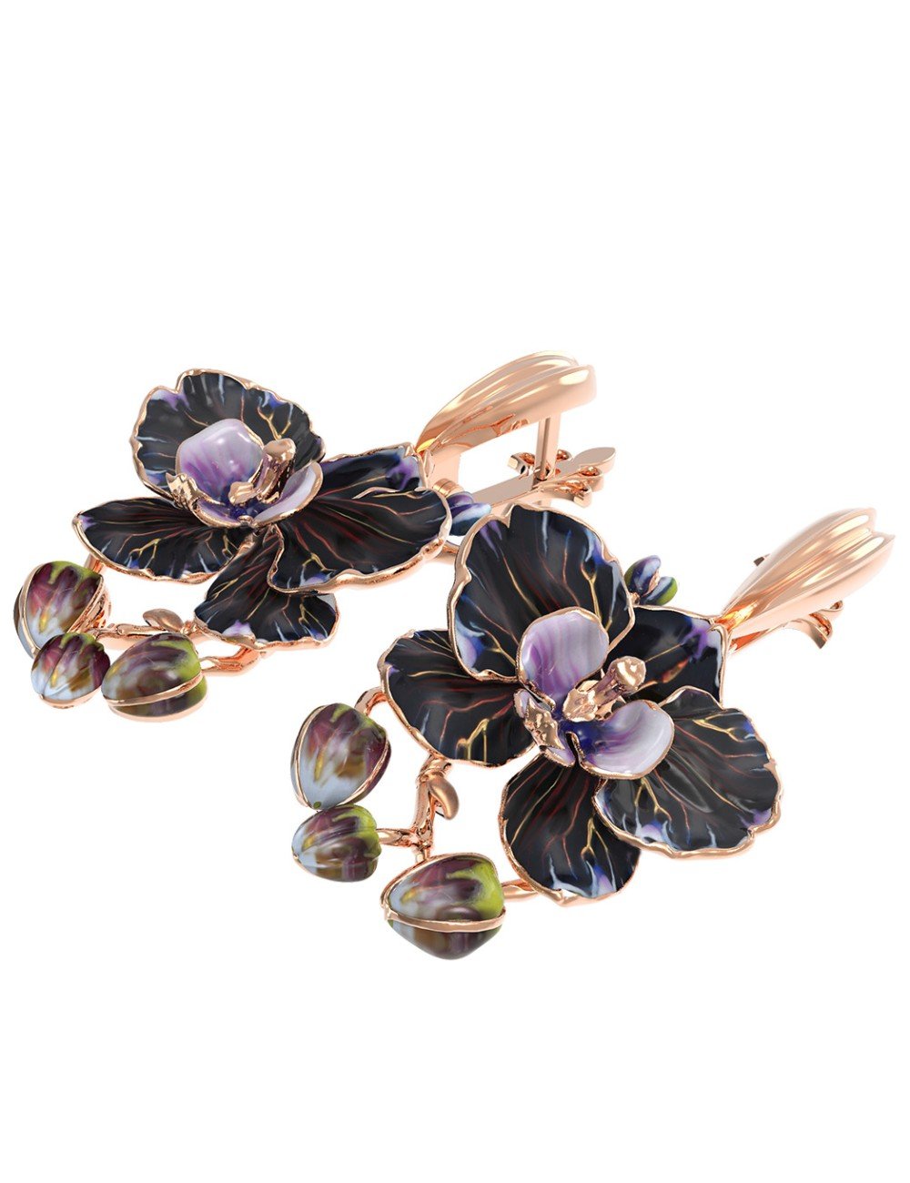 Серьги из золота c эмалью