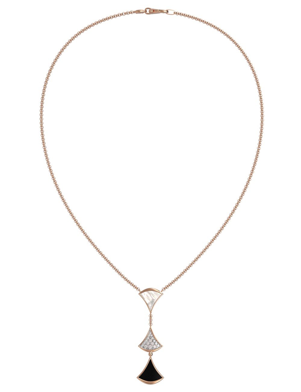 Колье из золота c бриллиантами, ониксом и перламутром