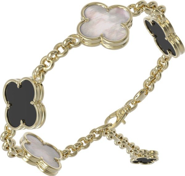 Браслет из лимонного золота c ониксом и перламутром