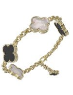 Браслет из лимонного золота c ониксом и перламутром