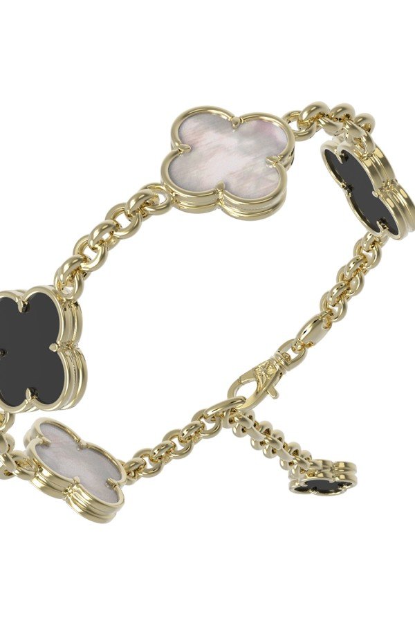 Браслет из лимонного золота c ониксом и перламутром