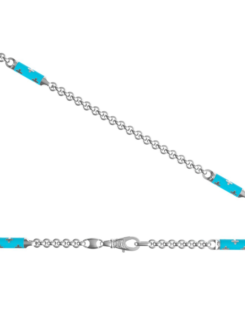 Цепь из белого золота c эмалью